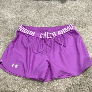 Purple under armor shorts